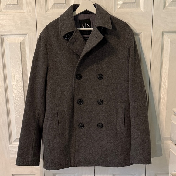 Armani Exchange Charcoal Pea Coat Sz L